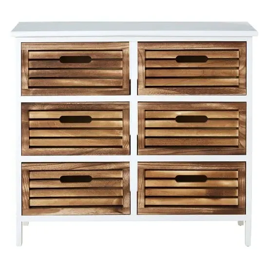 Marie 6-Drawer Chest - White, Paulownia Wood