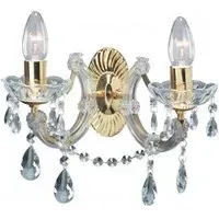Marie Therese 2 Light Crystal Wall Light - Brass