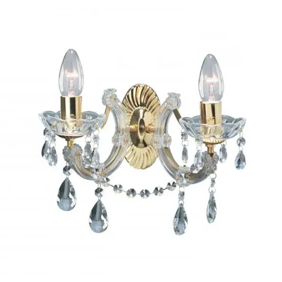 Marie Therese 2 Light Crystal Wall Light - Brass image