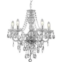 Marie Therese 5 Light Chandelier - Clear, Chrome