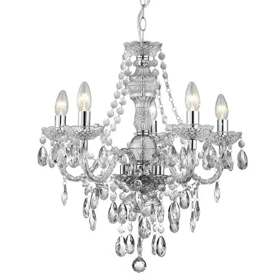 Marie Therese 5 Light Chandelier - Clear, Chrome