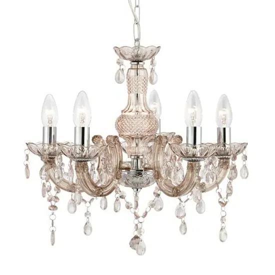 Marie Therese 5 Light Chandelier - Mink, Chrome image