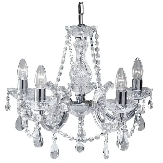 Marie Therese 5 Light Crystal Chandelier - Chrome