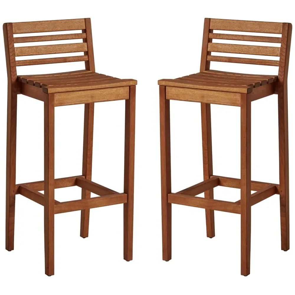 Marietta Bar Stools Pair - Natural, Robinia Wood