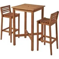 Marietta Bar Table Set with 2 Stools - Natural, Robinia