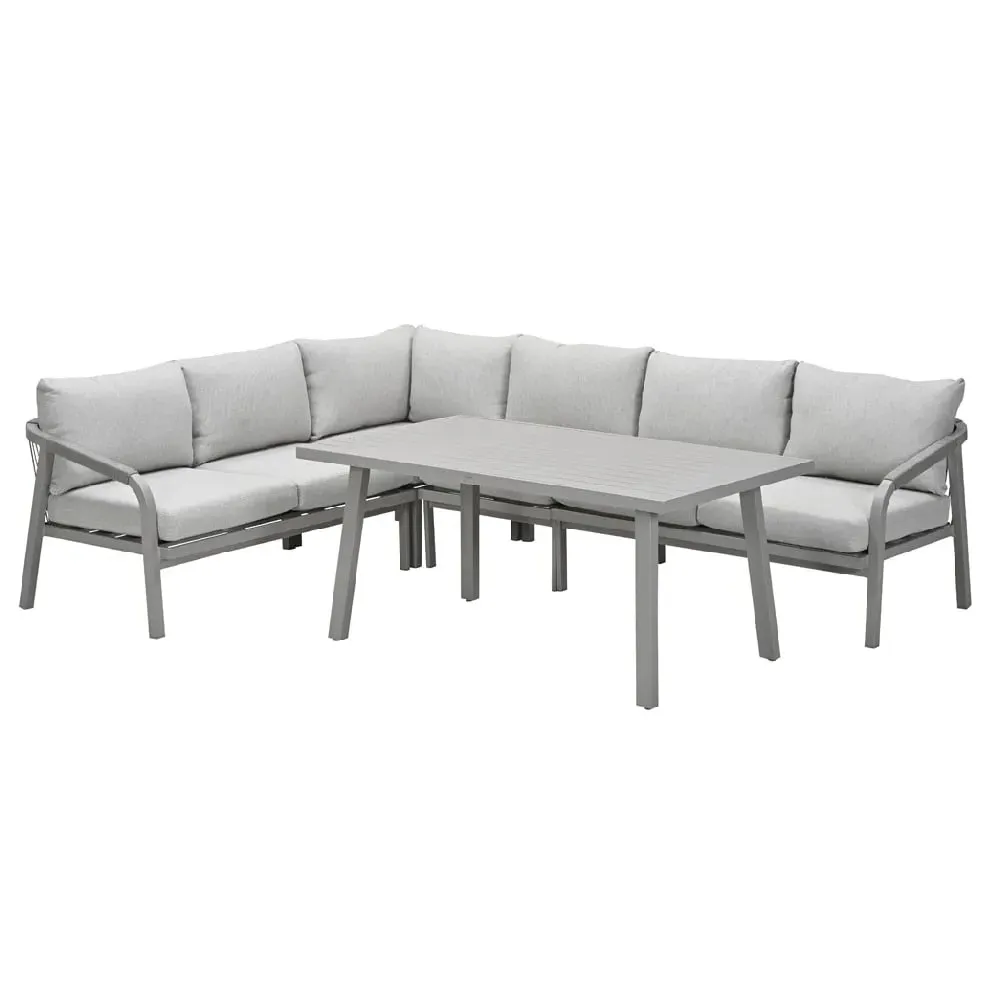 Marietta Corner Garden Lounge Dining Set - Taupe, Aluminium