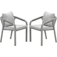 Marietta Dining Chairs with Cushion - Taupe, Aluminium (Pair)