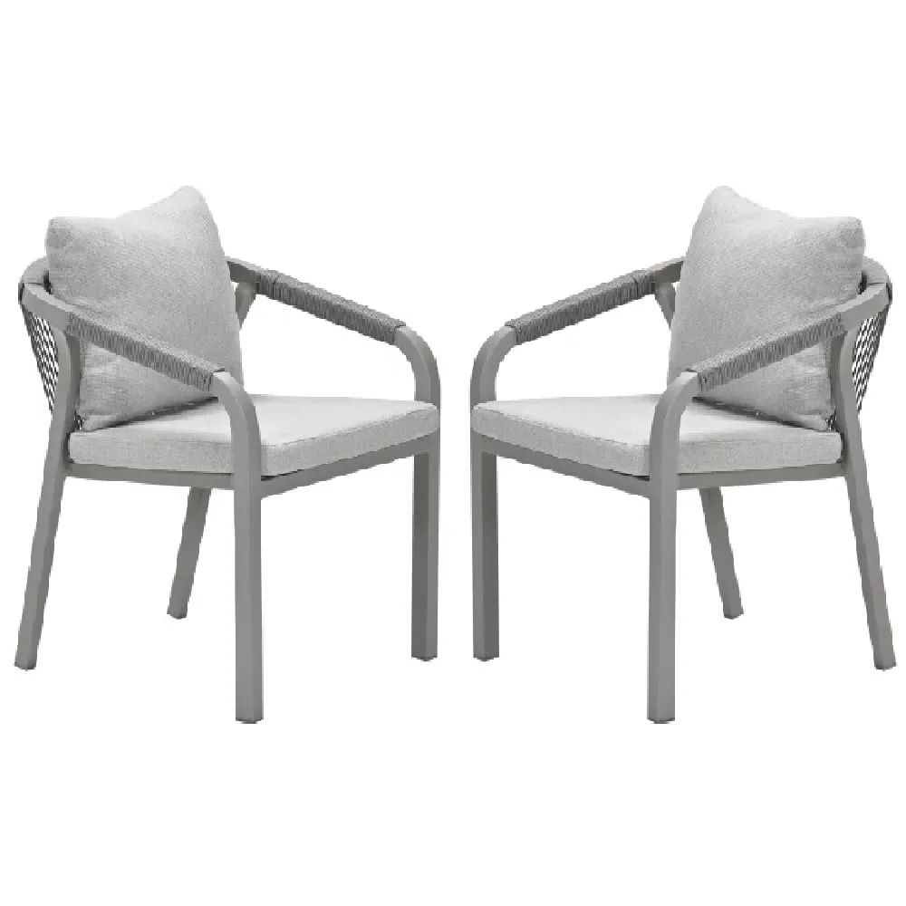 Marietta Dining Chairs with Cushion - Taupe, Aluminium (Pair)
