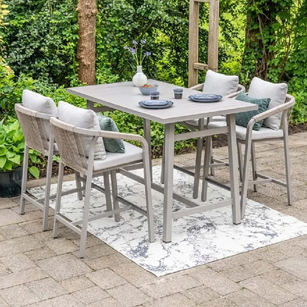 Marietta Garden Bar Set with 4 Chairs - Taupe, Aluminium image