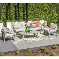 Marietta Garden Lounge Set with Coffee Table - Taupe, Aluminium