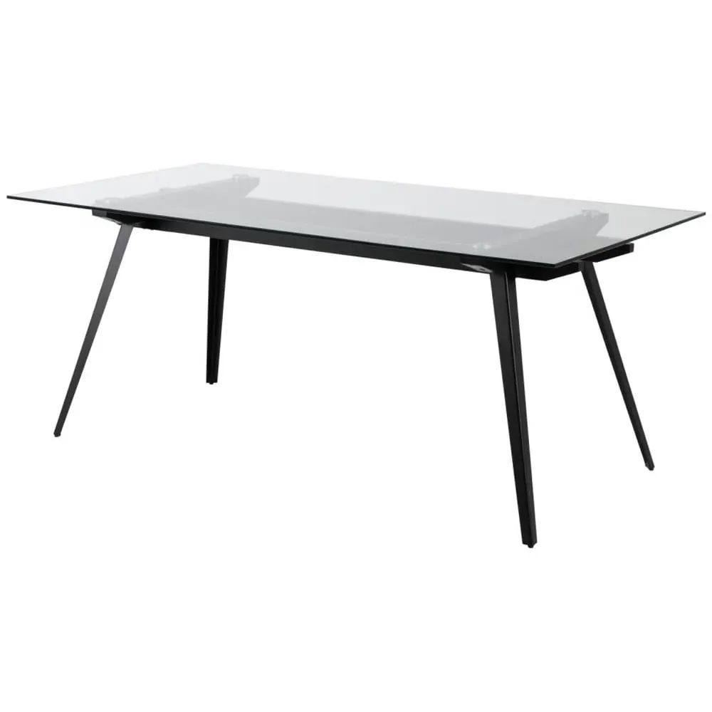 Marietta Rectangular Dining Table - Clear Glass, Black Metal image