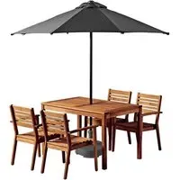Marietta Rectangular Dining Table with 4 Chairs and Parasol - Natural