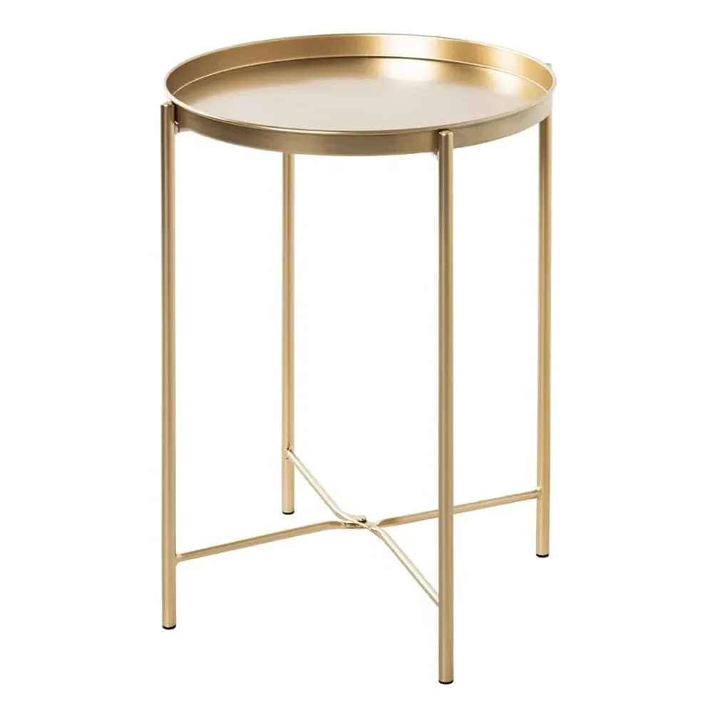Marietta Round End Table - Gold, Metal