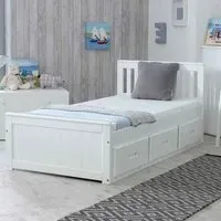 Marietta Small Double Bed with 3 Drawers - White, Pine
