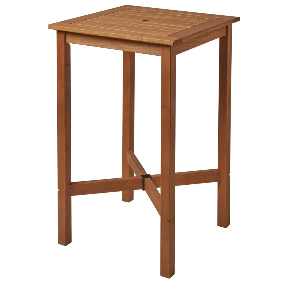 Marietta Square Bar Table with Parasol Hole - Natural, Robinia image