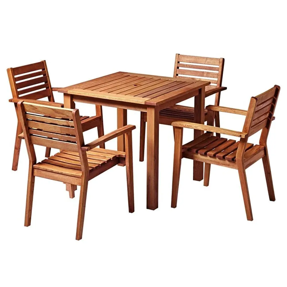 Marietta Square Dining Set with 4 Chairs - Natural, Robinia Wood