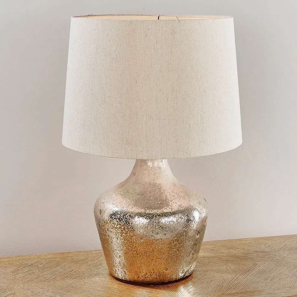 Marietta Table Lamp with Fabric Shade - White, Pearl Foil image