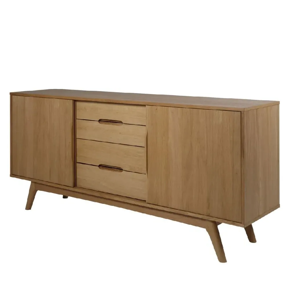 Marietta Wooden Sideboard with 2 Doors 4 Drawers - Oak image
