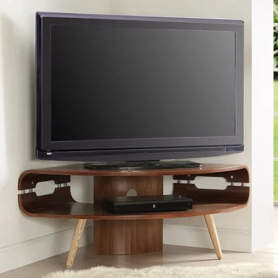 Marin Corner TV Stand with Storage - Walnut, Ash