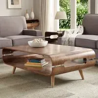 Marin Rectangular Coffee Table with Undershelf - Walnut, Ash
