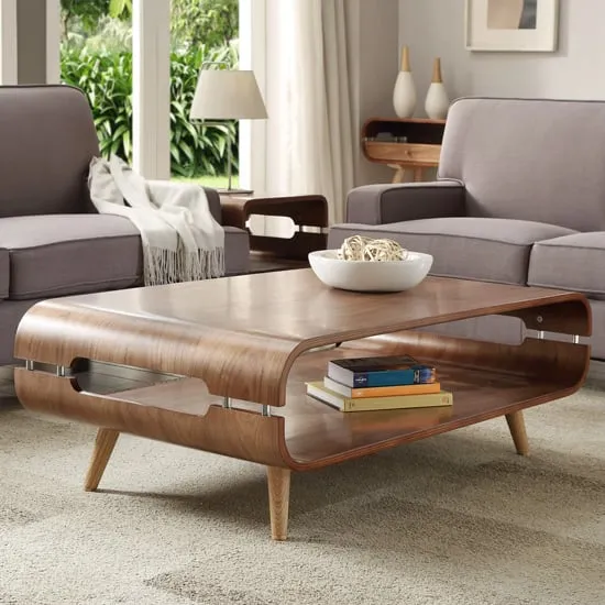 Marin Rectangular Coffee Table with Undershelf - Walnut, Ash