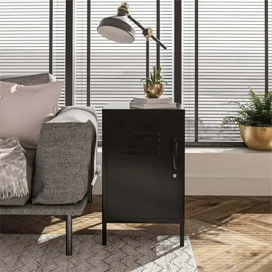 Marina Metal End Table with Storage - Black image