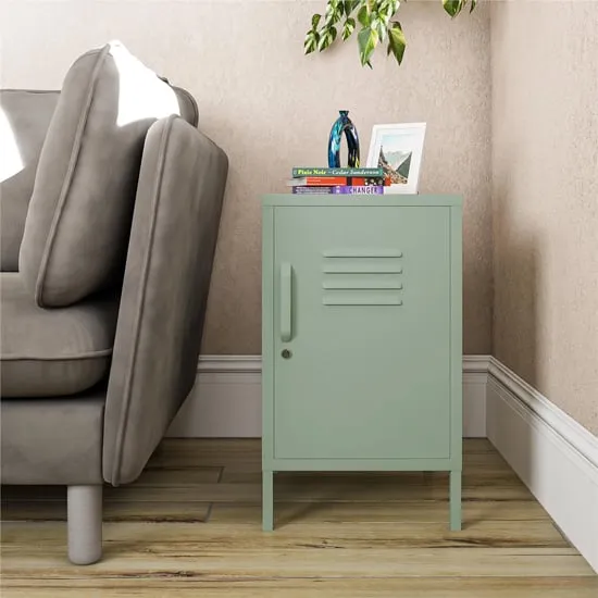 Marina Metal End Table with Storage - Pale Green