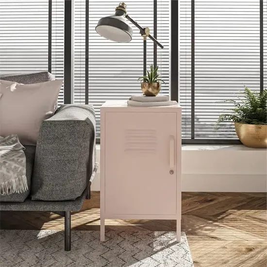 Marina Metal End Table with Storage - Pink