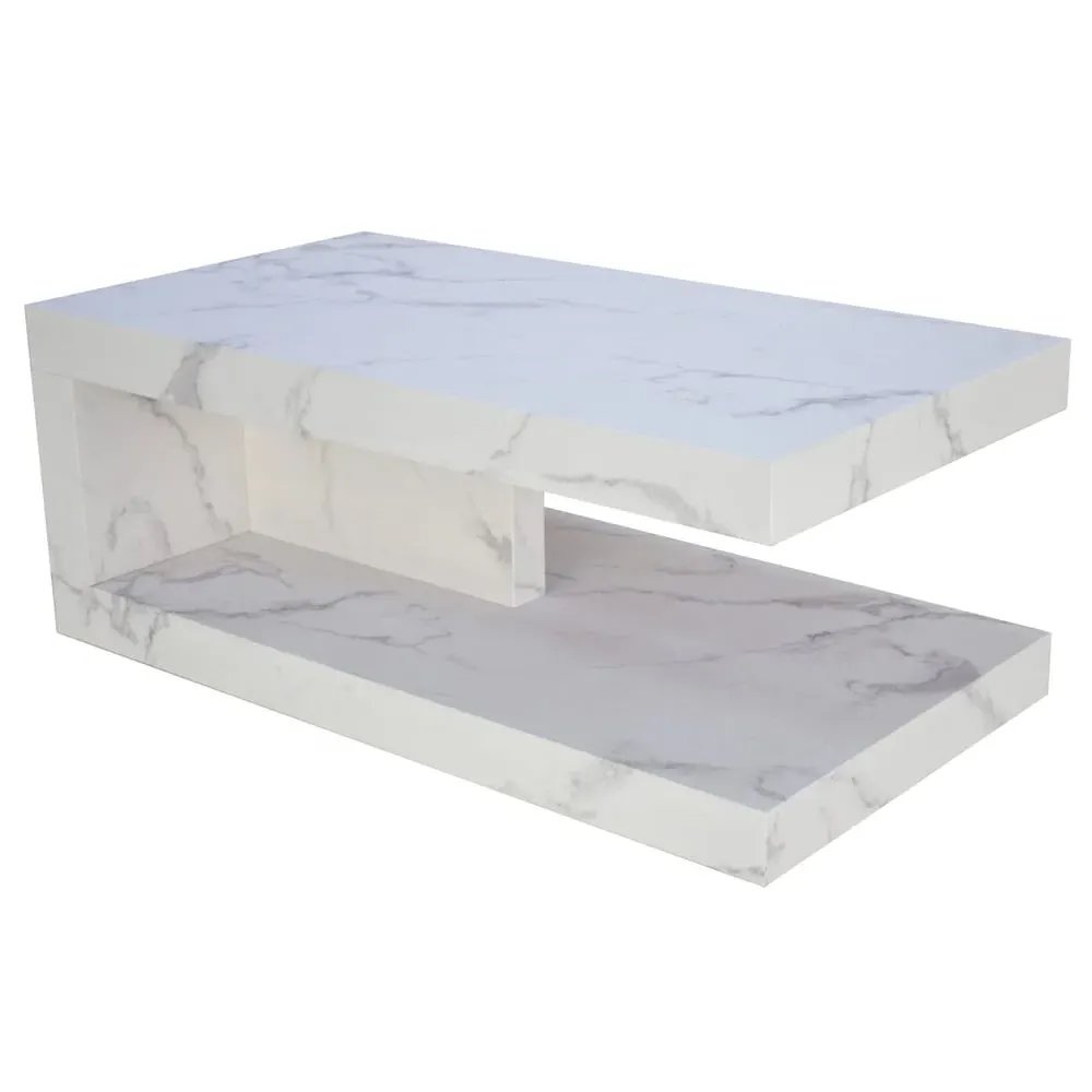 Marina Rectangular Coffee Table - White, Marble Effect