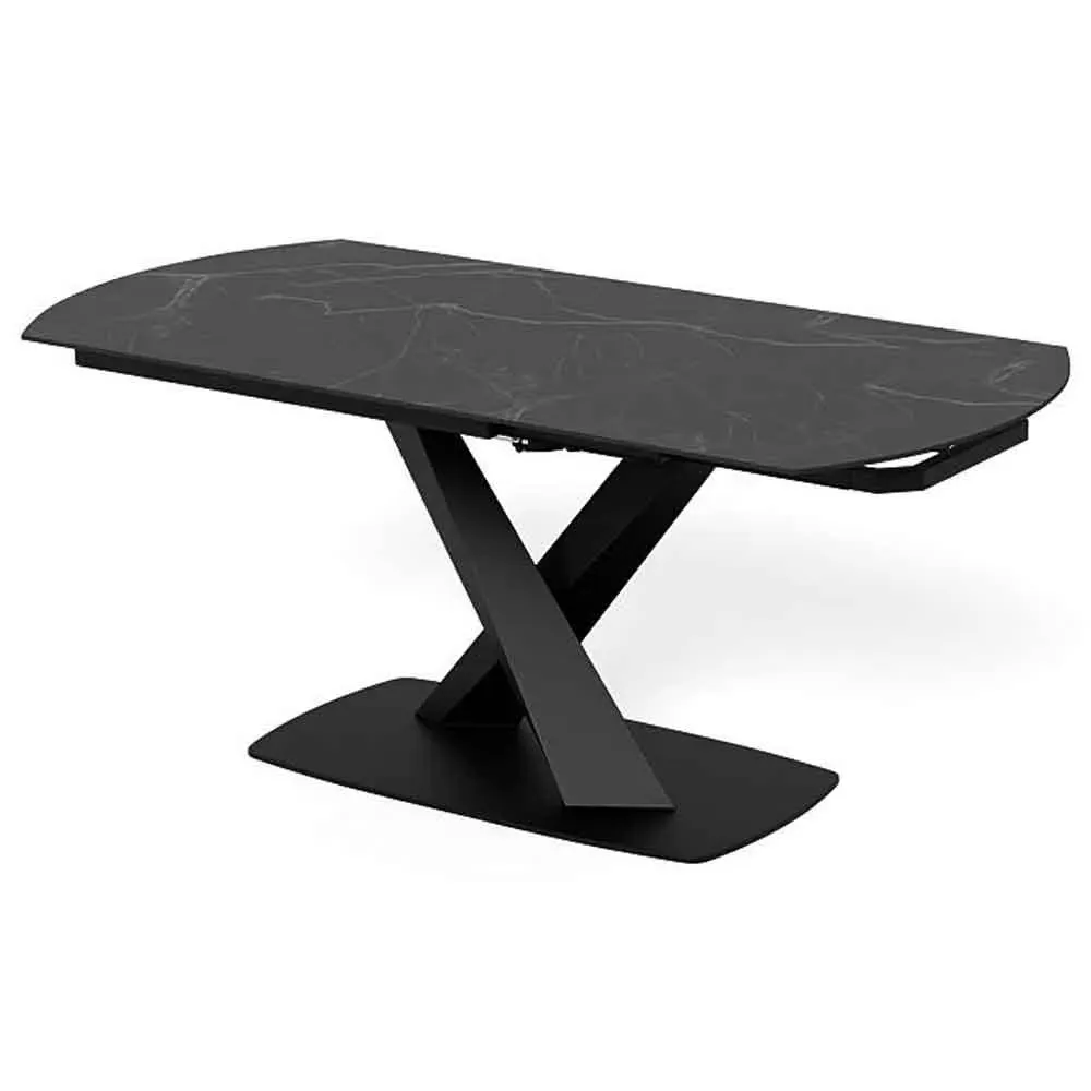 Marina Small Ceramic Extendable Dining Table - Black, Steel product