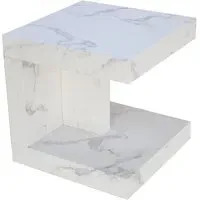 Marina Square End Table - White, Marble Effect