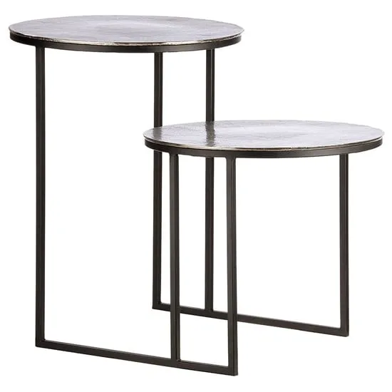 Marion Double Metal Side Table - Silver, Black