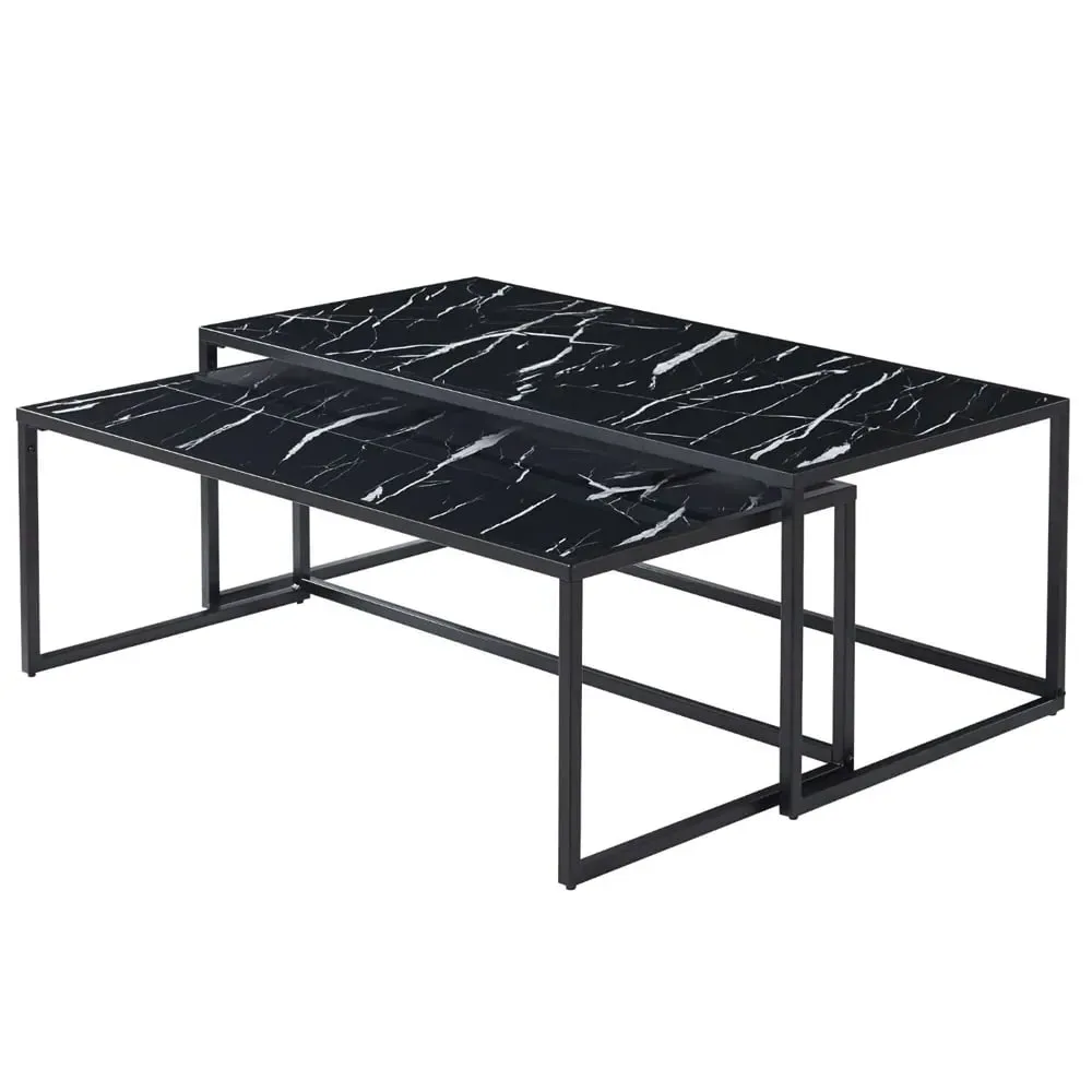 Marion Nesting Coffee Tables - Black Marble Effect image