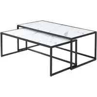 Marion Nesting Coffee Tables - White Marble Effect