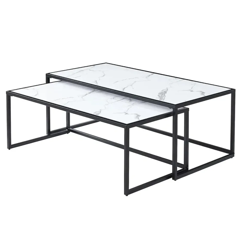 Marion Nesting Coffee Tables - White Marble Effect
