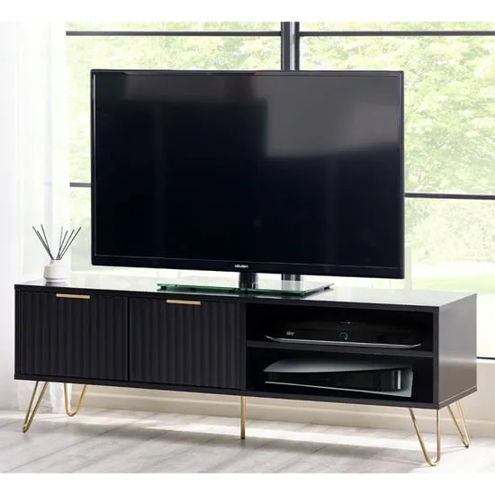 Marius 2-Door TV Stand with Storage - Black, MDF