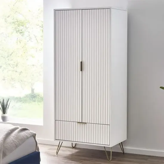 Marius 2-Door Wardrobe with Storage - White, MDF