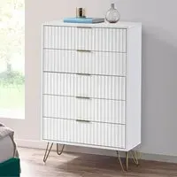 Marius 5-Drawer Chest with Storage - White, MDF