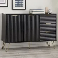 Marius Wooden Sideboard with 2 Doors 3 Drawers - Black, MDF