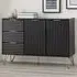 Marius Wooden Sideboard with 2 Doors 3 Drawers - Black, MDF