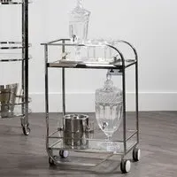 Markeb 2-Tier Drinks Trolley - Silver, Glass