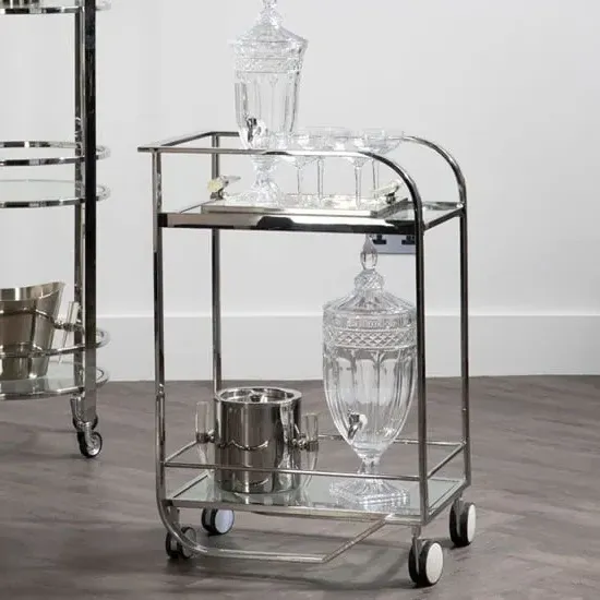 Markeb 2-Tier Drinks Trolley - Silver, Glass image