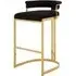Markeb Bar Stool with Curved Back - Black, Velvet
