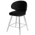 Markeb Bar Stool with Footrest - Black, Velvet