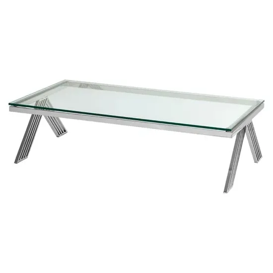 Markeb Coffee Table - Clear Glass, Silver Steel