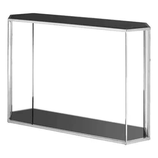 Markeb Console Table - Black Marble, Silver Steel