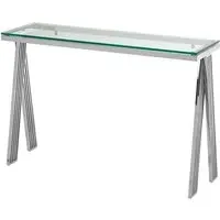Markeb Console Table - Clear Glass, Silver Steel