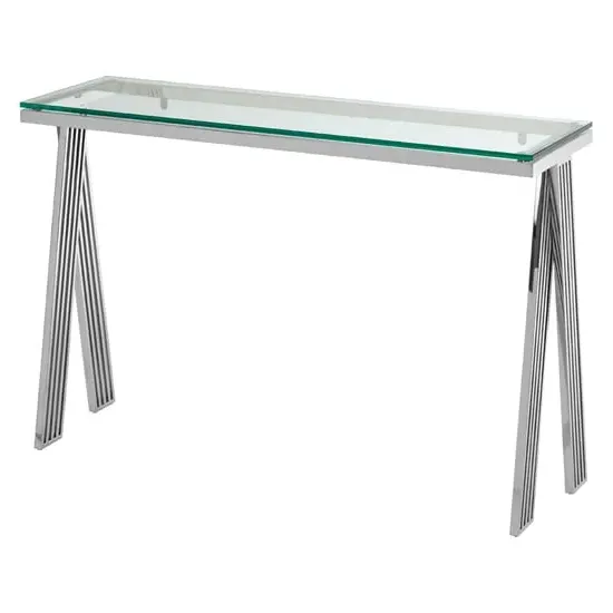 Markeb Console Table - Clear Glass, Silver Steel