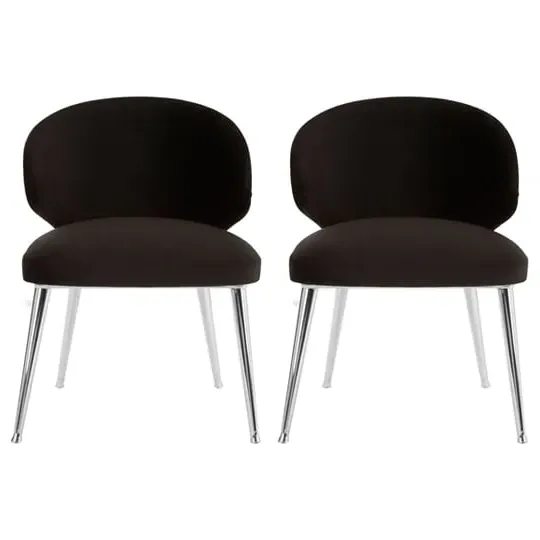 Markeb Dining Chair Pair - Black, Velvet image