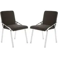 Markeb Dining Chairs with Silver Frame - Black, Fabric